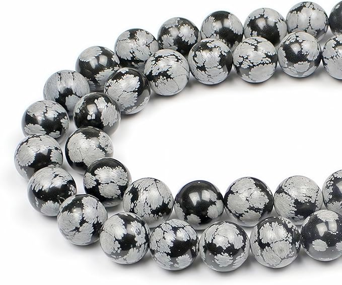MJDCB Snowflake Obsidian Beads Round Natural Stone Beads by MJDCB