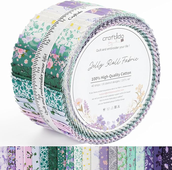 Craftido-20 Options-100% Cotton Jelly Roll Fabric Precut Strips by Craftido