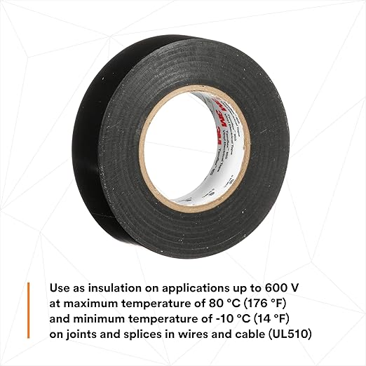 Bundle of 3M Temflex Electrical Tape 165, Black, 3/4 in x 60 ft, 10 Roll Pack + 3M Performance Plus Wire Connector T/R+JUG, Tan/Red, Flexible Steel Spring Connectors, Jug of 750, 22-8 AWG