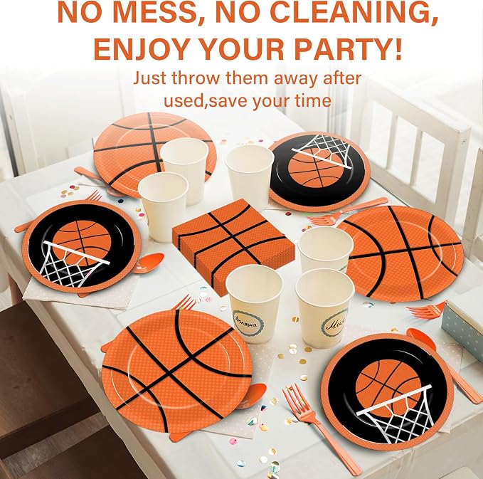 100 Pcs Basketball Party Plates and Napkins Set Basketball Birthday Party - Image 5