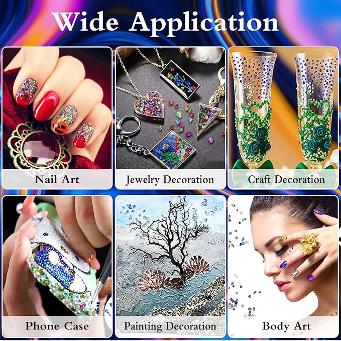 12 Box Transparent Crushed Glass Craft Glitter - Image 5