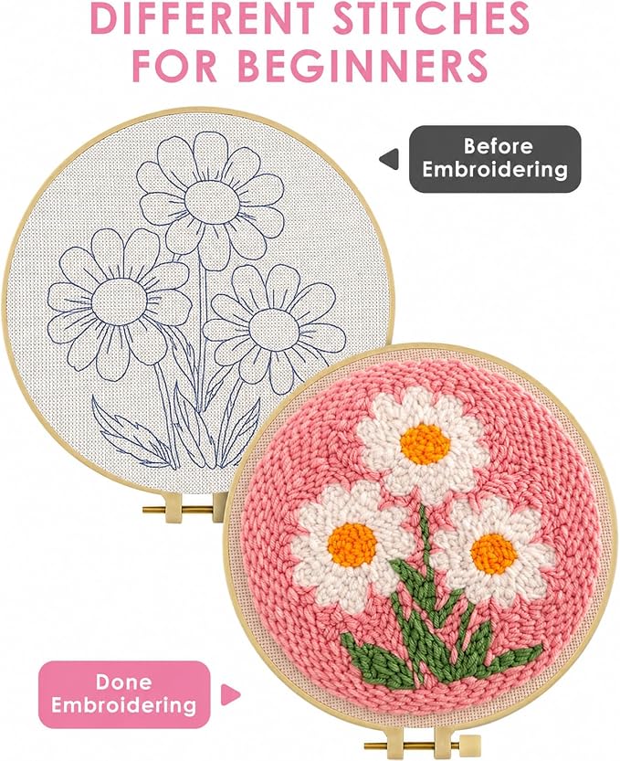 TCDZMYGS Flower Punch Needle Kits, Daisy Punch Needle Kits - Image 3