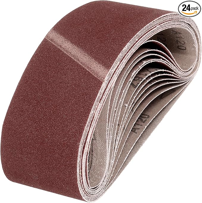 HARFINGTON 4 x 21 Inch Sanding Belts, 24 Pcs 120 Grits Aluminum Oxide Abrasive Belt Sander File Belt for Woodworking, Metal Polishing, Knife Sharpener