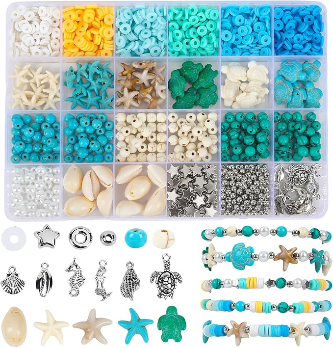 UPINS 2100Pcs Ocean Beads Bracelet Making Kit, Summer Beach Beads by UPINS
