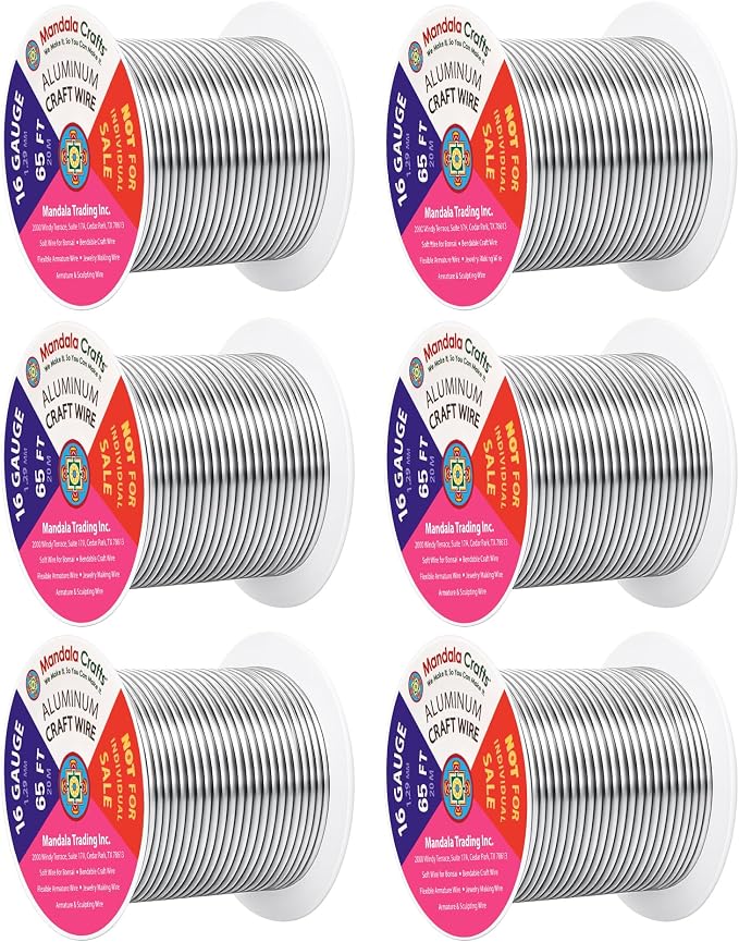 Mandala Crafts 16 Gauge Silver Tone Combo Anodized Aluminum Craft Wire | 390 FT by MandalaCrafts