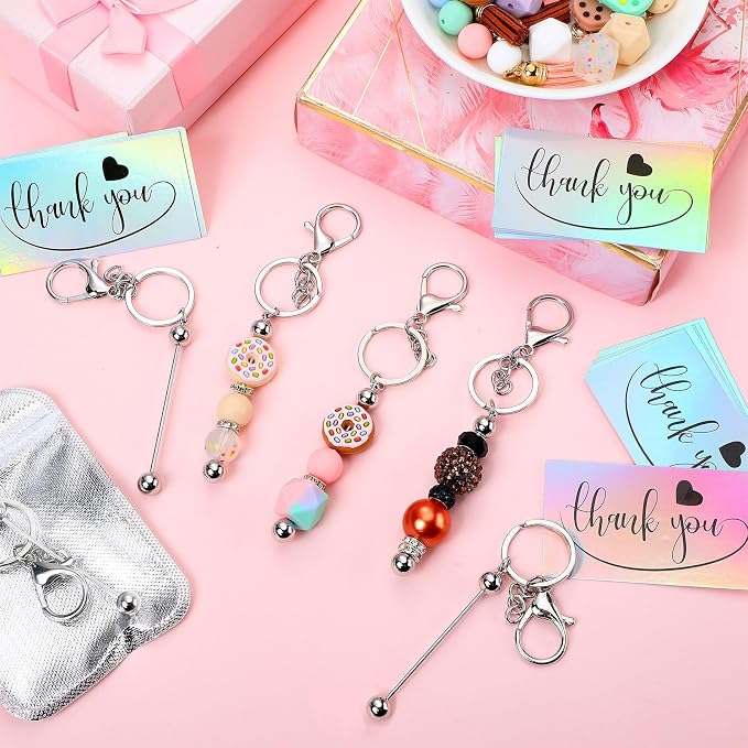 Sasylvia 60 Pcs Beadable Keychain Bars Bulk Making Kit 20 Beaded Keychain 20 - Image 7