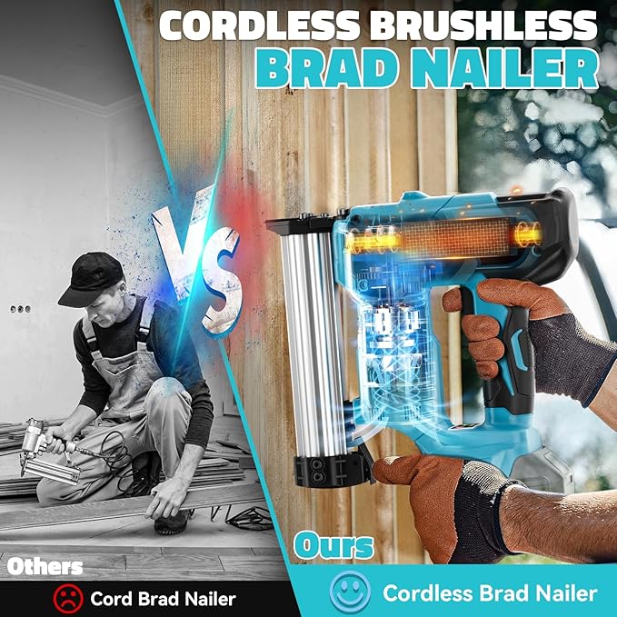 Ecarke Cordless Power Brad Nailers Compatible with Makita 18V Battery,18GA 2/5" to 1-1/4 Inch,2 in 1 Brad Nailer Battery Powered,Brushless Electric Nail Gun, 2 Mode Lightweight for Home Improvement