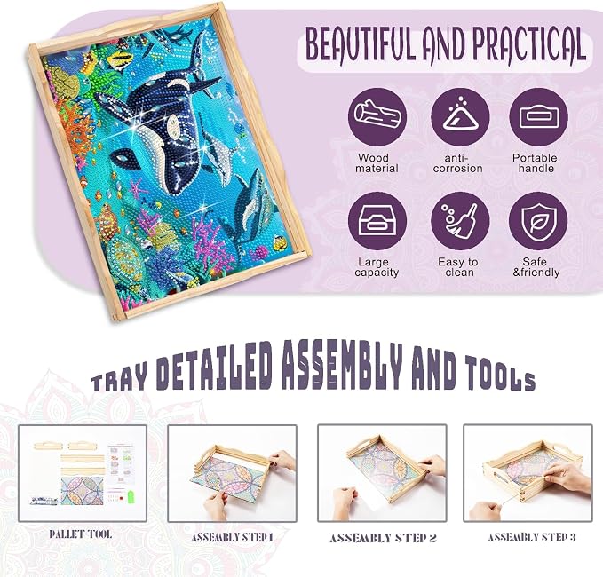 EWJRNSF Diamond Art Kits for Adults Wooden Serving Trays - Image 4