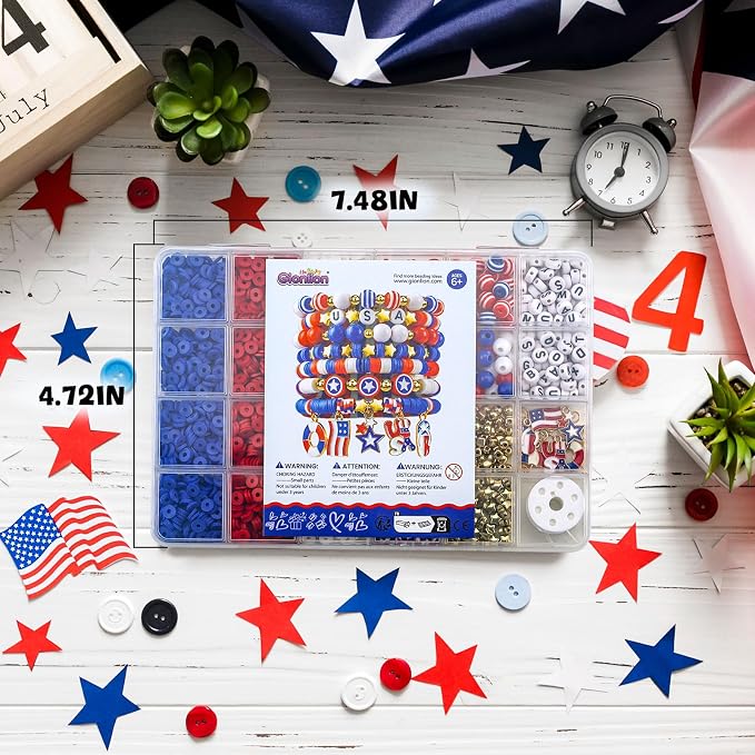Gionlion 4th of July Decorations Bracelet Making Kit - Image 4