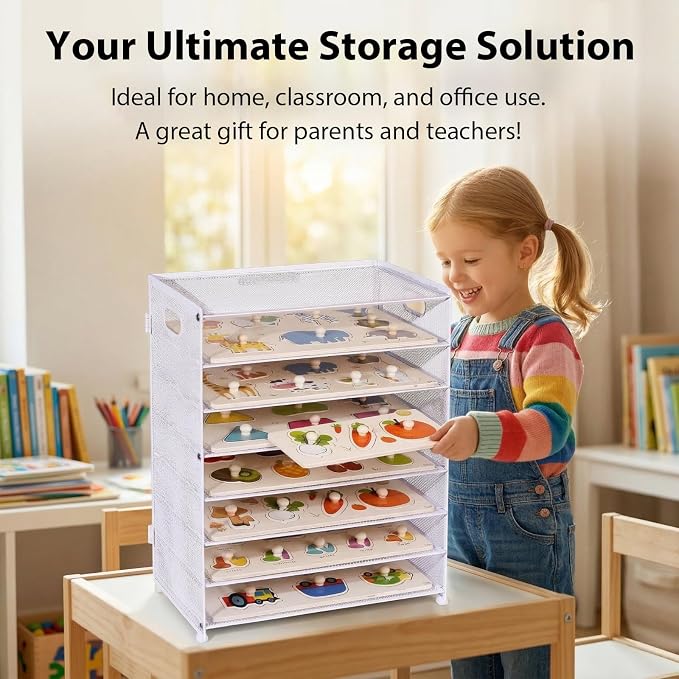 8-Tier Puzzle Organizer Rack, Wooden Puzzle Storage Holder - Image 5