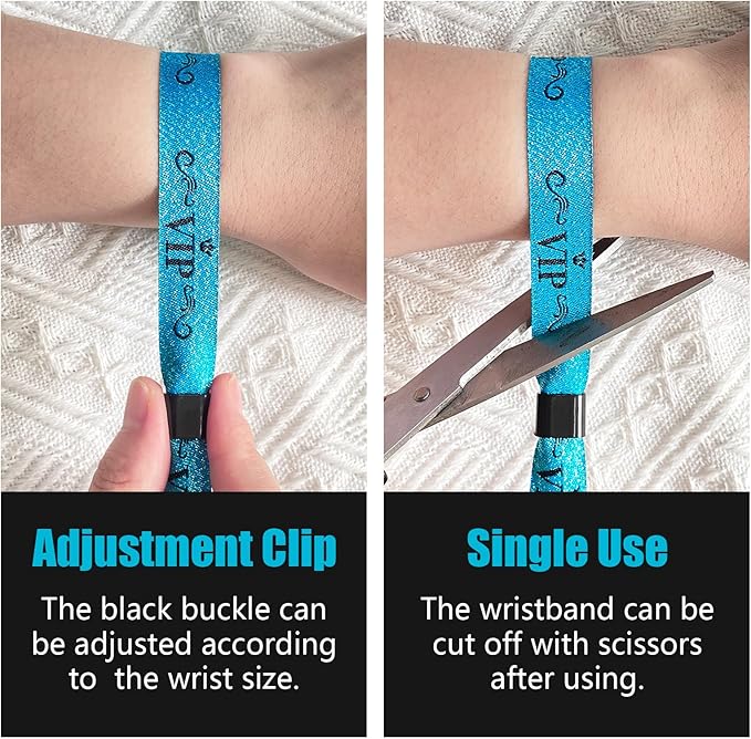 100 Pcs VIP Cloth Event Wristband, Disposable VIP Wristbands for Events, Colored VIP Wristbands Events,for Lightweight Concert,Club Entrance Wrist Strap Party Wristband Event (Color : Water Blue)