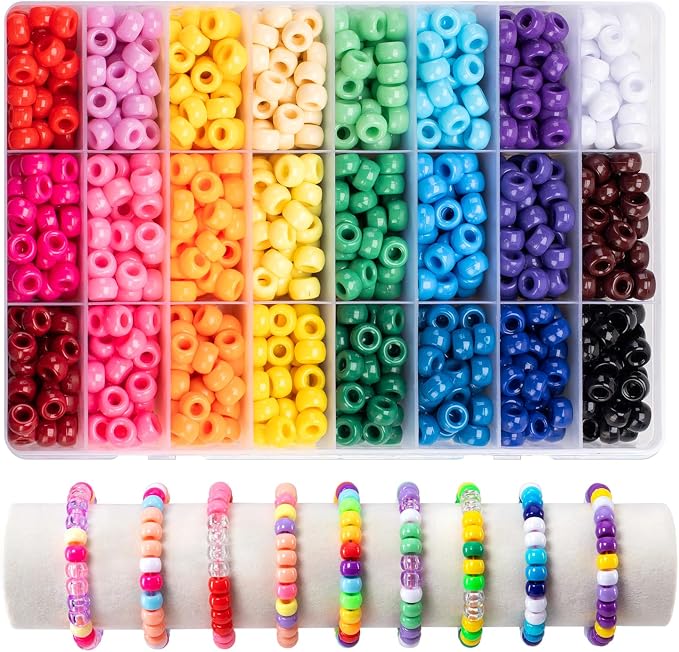 Simetufy 1200Pcs Pony Beads, 24 Colors Kandi Beads by Simetufy