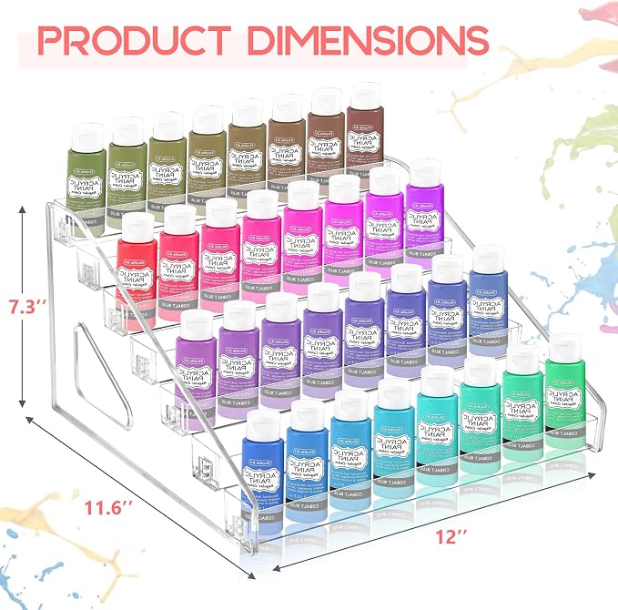 Vowcarol Clear Paint Organizer, Miniature Paint Holder 7 Layers Paint Storage - Image 3