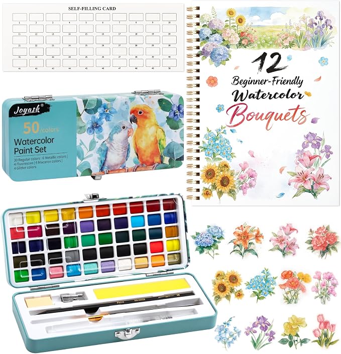 Watercolor Workbook, Water Coloring Book, 12 Different Patterns of Original DIY by Joyask