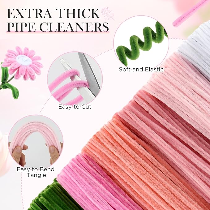540Pcs Pipe Cleaners Craft, 6 Colors Pipe Cleaners Bulk - Image 3
