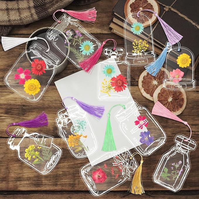 Kaluofan 103PCS Bookmark Making Kit, Transparent Flower Bookmarks, Handmade - Image 6