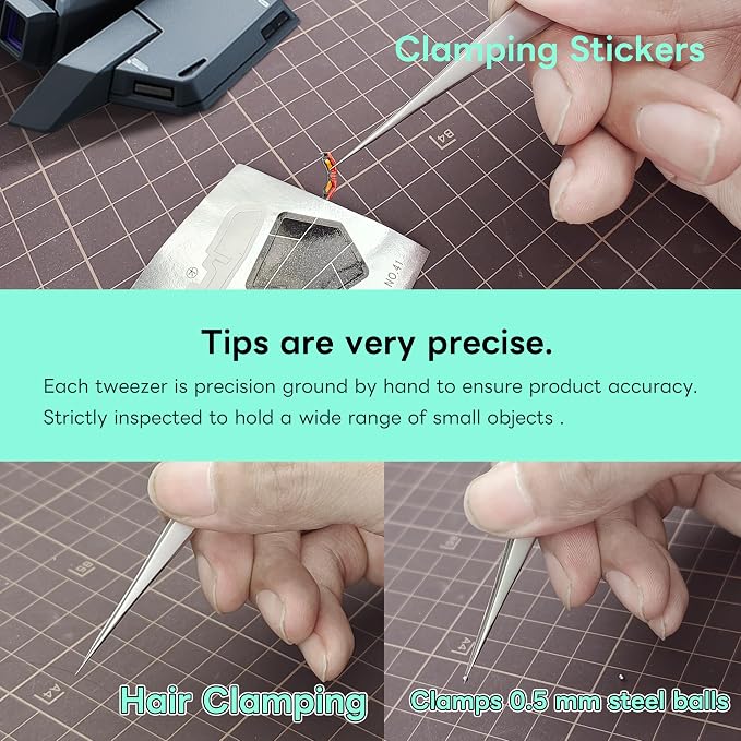 stedi 2PCS Precision Premium Tweezers Set, Model Hobby Making Tools | - Image 5