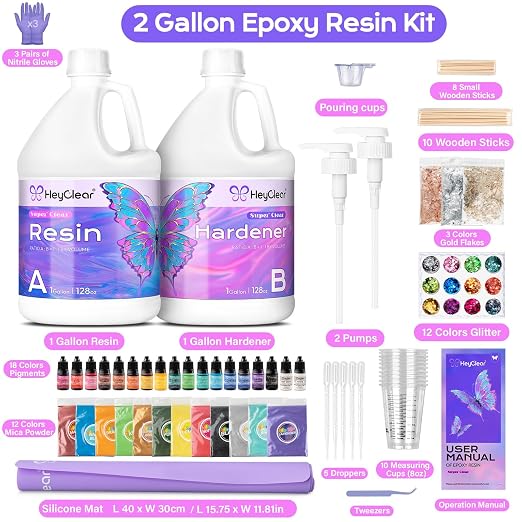 HeyClear 2 Gallon Epoxy Resin Kit Crystal Clear, Hard 2 Part Epoxy and Hardener - Image 4