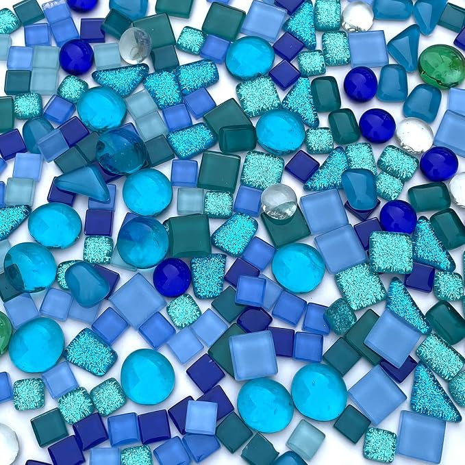 LITMIND 1.1LB Blue Mixed Irregular Crystal Glass Mosaic Tiles - Image 5