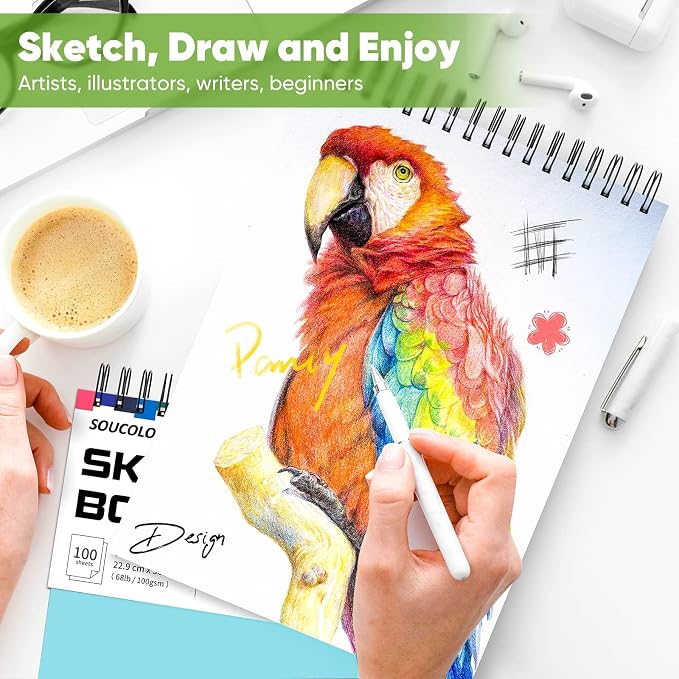Soucolor Sketch Book 9x12, Thick Drawing Paper Pad School Art Supplies | 100 - Image 7