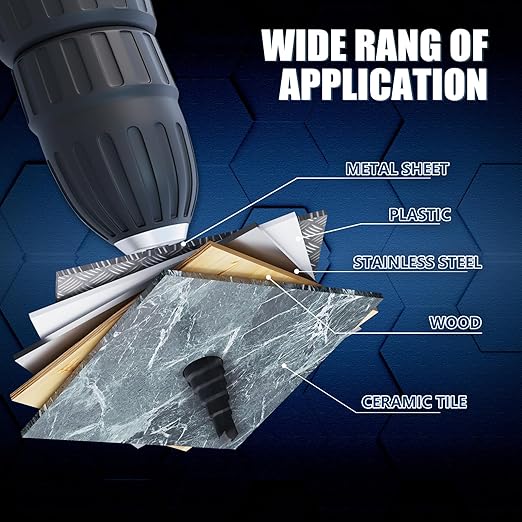 GSTK Pro Max 3/16"-7/8" Four Spiral Flute Cobalt Step Drill Bit Set, Impact Ready, for Metal, Stainless Steel, Aluminum, Wood, Plastic with 1/4" Hex Shank