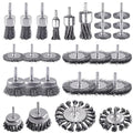 Rocaris 28 Pack Wire Wheel Brush, Carbon Steel & Twist Knot Cup Brush, Wheel Brush, Pen Brush Set with 1/4-Inch Round Shank for Rust Removal, Corrosion and Scrub Surfaces, Grey