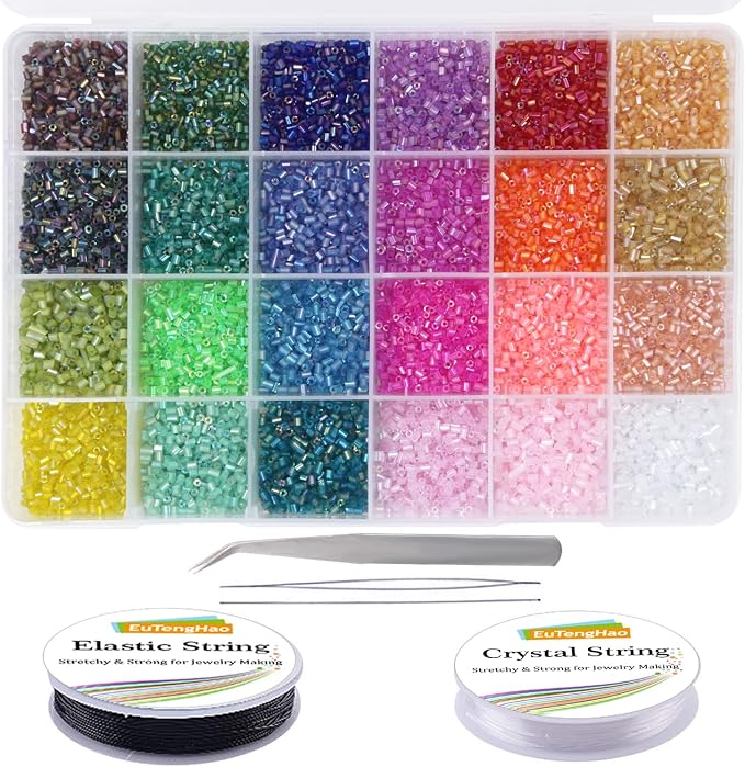 EuTengHao 14400pcs Tube Beads Bugle Glass Seed Beads, Small Craft Spacer Beads by EuTengHao