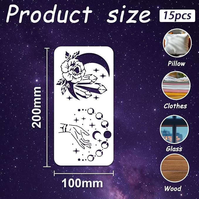 INFUNLY 15Pcs Magic Divination Wall Stencil - Image 2