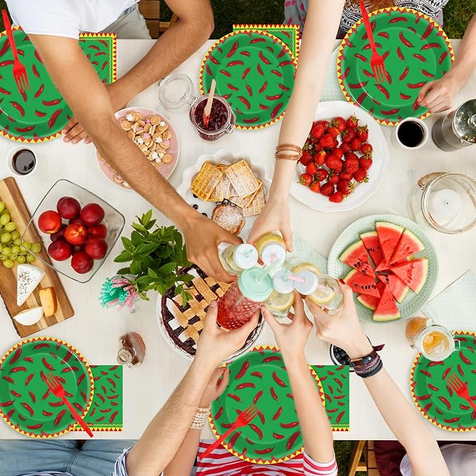 100 Pcs Chili Cook Off Party Plates and Napkins Set Pepper Birthday Decorations - Image 6