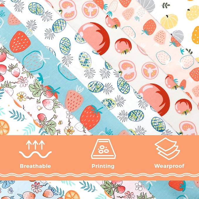 Aubliss 8pcs Fat Quarter Fabric Bundles Quilting Cotton Craft Fabric Pre-Cut - Image 5