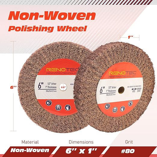 6 Inch Flap Wheel, Non-Woven Polishing Wheel (Grit80)