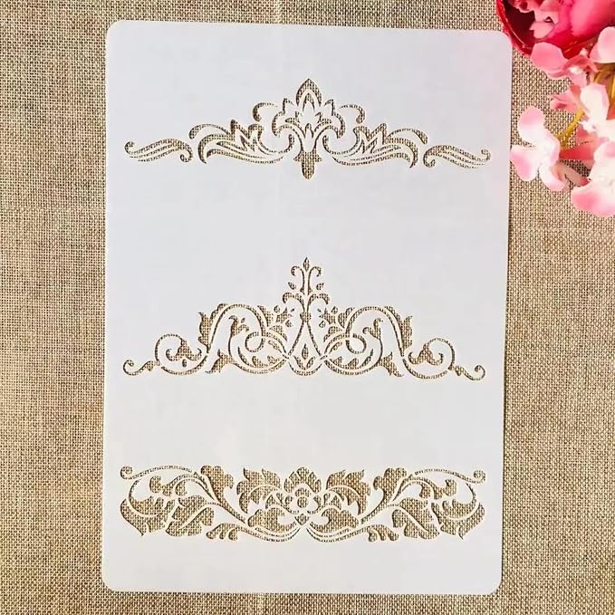 TIAMECH A4 Reusable Border Edge Flower Stencil - Image 2