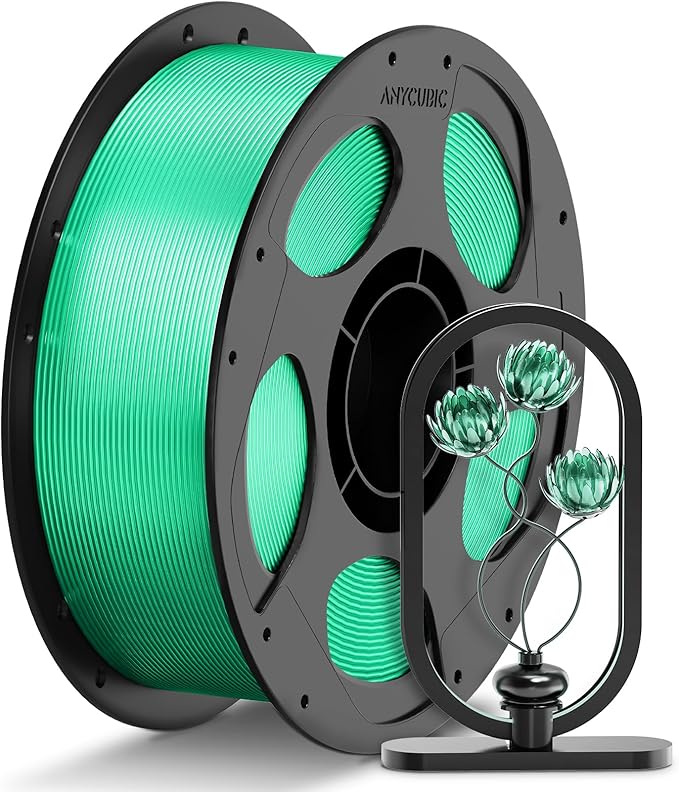 ANYCUBIC PETG Filament 1.75mm, 3D Printer Filament, Translucent and Vibrant, Dimensional Accuracy +/- 0.02mm, Print with Most FDM 3D Printers, 1KG Reusable Spool, Clear Green
