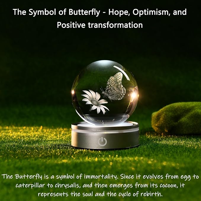 IFOLAINA 3D Butterfly Crystal Ball Decor Lamp Gifts Ideas - Image 4