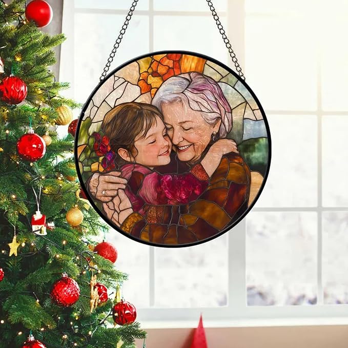 Personalized Grandma and Grandkids Portrait Faux Stained Glass, Custom Photo - Image 3