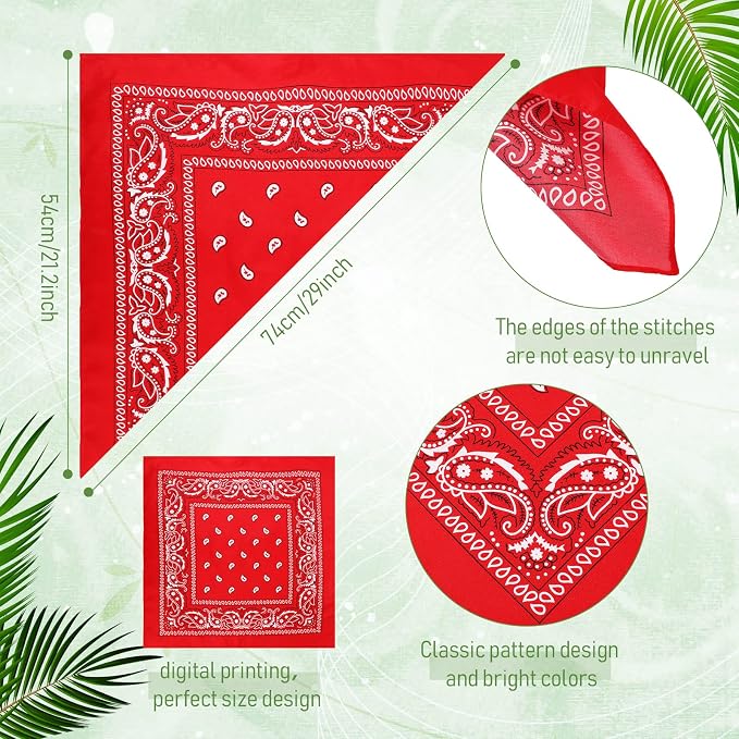 100 Pack Bandanas Unisex Paisley Bandanas Bulk Multi Purpose Cowboy Head Wrap - Image 3
