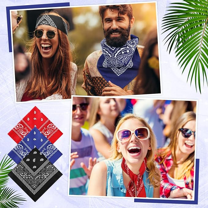 100 Pack Bandanas Unisex Paisley Bandanas Bulk Multi Purpose Cowboy Head Wrap - Image 6