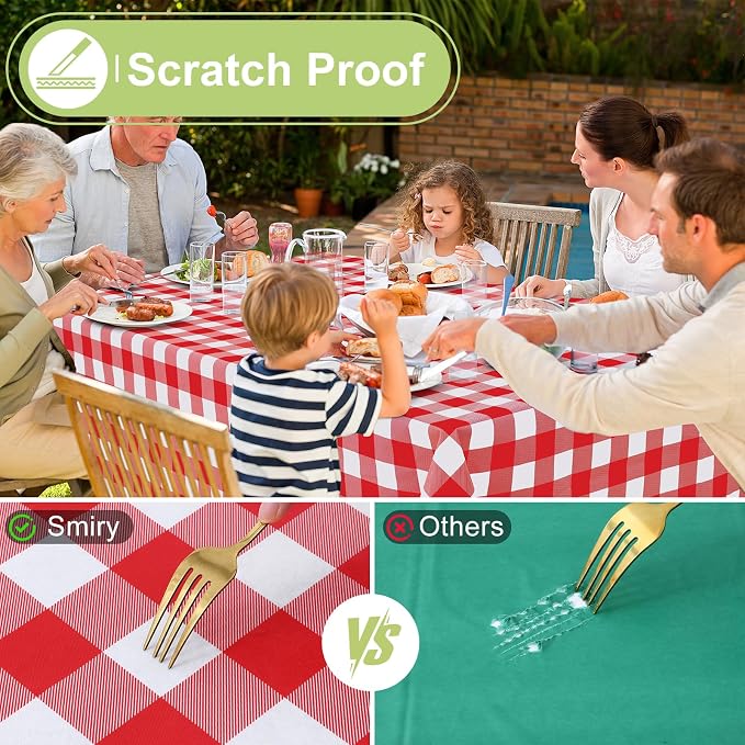 Smiry Rectangle Table Cloth, Waterproof Vinyl Tablecloths - Image 5