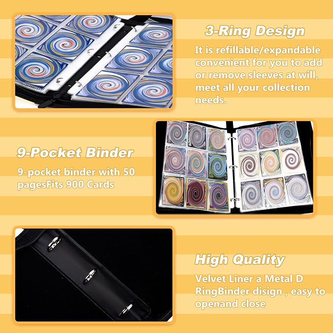 Jravkfi Card Binder 9 Pocket, Premium Trading Card Holder 900 Pockets 50-Page - Image 5