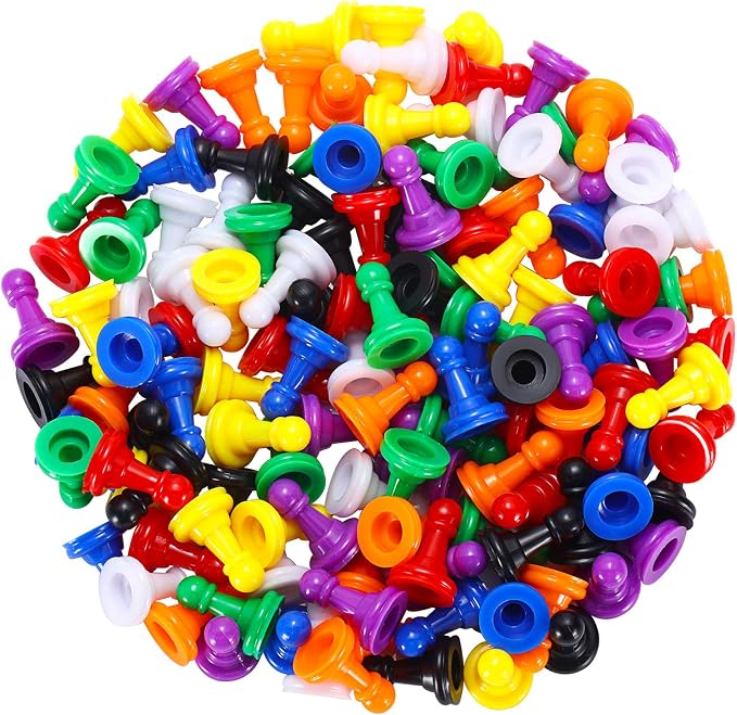 Gejoy 128 Pcs Board Game Pieces Multicolor Plastic Chess Pawn 1 Inch Game Pawns - Image 6