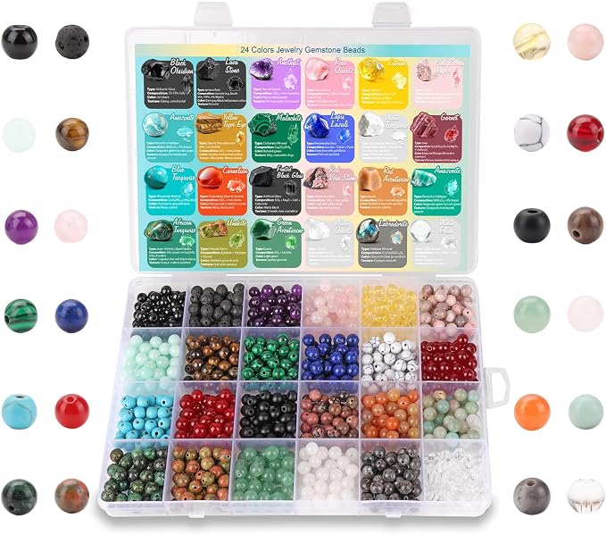 960pcs 24 Colors 6mm Natural Stone Crystals Beads by RisyfjewJewelry