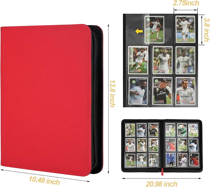 360 Cards Ringless 9-Pocket Side Loading Trading Card Binder, PU Zipper Fixed - Image 2