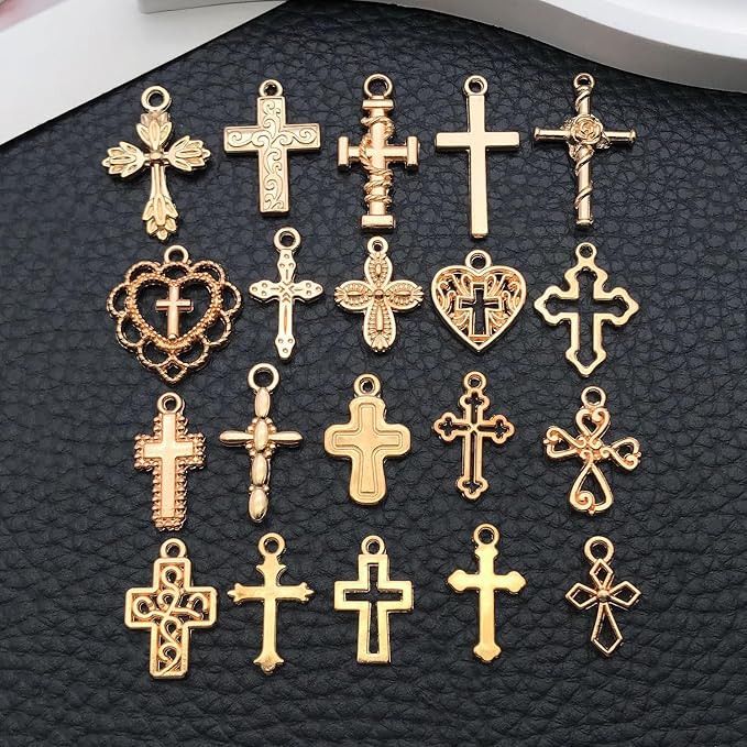 WOCRAFT 60pcs KC Gold Cross Bracelet Charms - Image 5