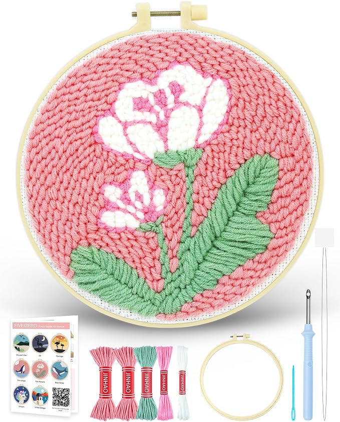 FIVEIZERO DIY Punch Needle Kit for Beginners, Yarn Punch Needle Art Craft Kit by FIVEIZERO