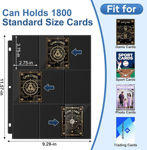 100 Pack 9 Pocket Page Protector, Trading Card Sleeves Pages Baseball - Image 2