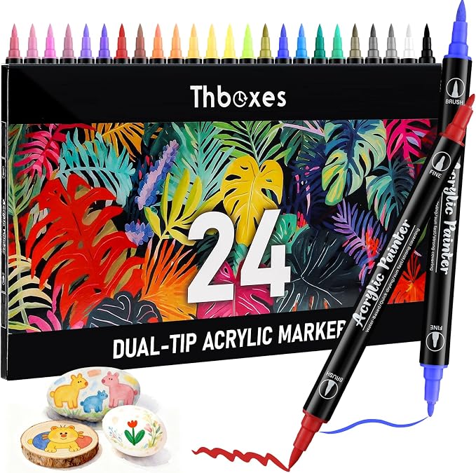 Thboxes 24 Colors Acrylic Paint Markers by Thboxes