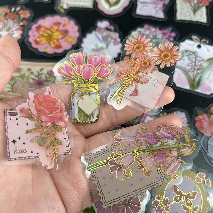 50 PCS Gold Stamp Stickers for Scrapbooking Journaling Junk Journal Scrapbook - Image 3