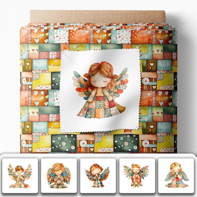 ‍ Patchwork Angel Cotton Fabric Panel – 6 Designs + Bonus Sheet 29.5×19.6 inch - Image 2
