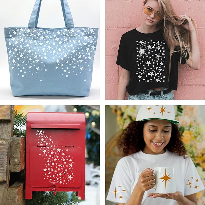 9pcs Star Stencils for Painting Plastic Twinkle Stars Drawing Stencils for - Image 7