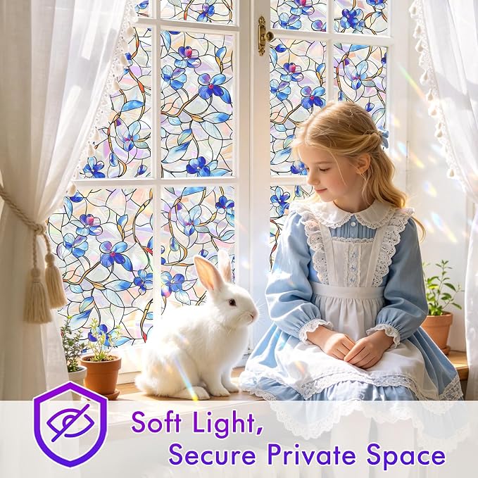 SOMWISE Rainbow Window Privacy Film, Heat Control, UV Blocking, Anti-Glare - Image 5
